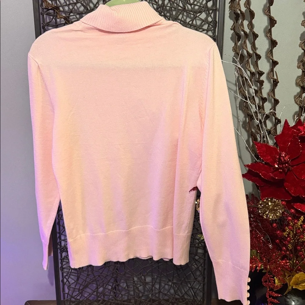 Knit Blush Pink XL Turtleneck Sweater – Button Cuff Detail